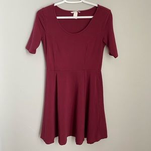 H&M Dark Red Dress with 3/4 Sleeves